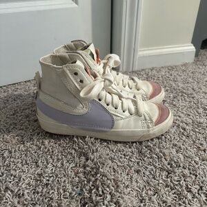 Nike Cream and Purple High-Top Sneakers